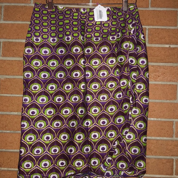 💜HILARY MACMILLAN💜PEACOCK PENCIL SKIRT W/POCKETS - Picture 3 of 7